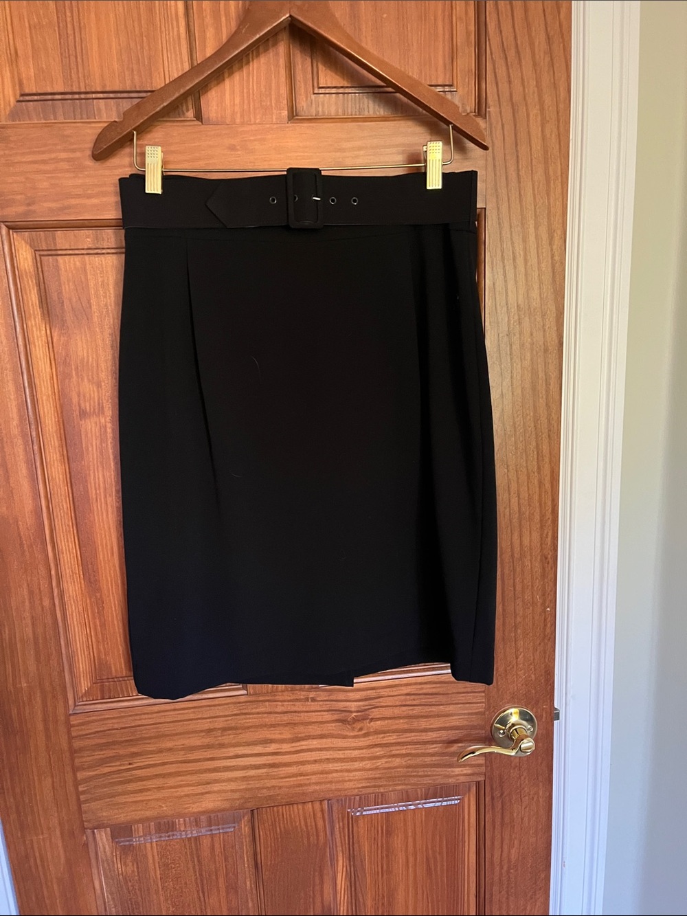 Women's Black Belted Pencil Skirt